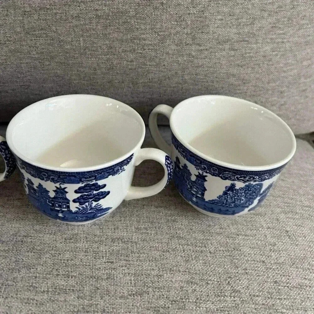 Vintage Set of 4 Blue & White - Blue Willow Coffee Cups Mugs Made In England - Picture 4 of 7